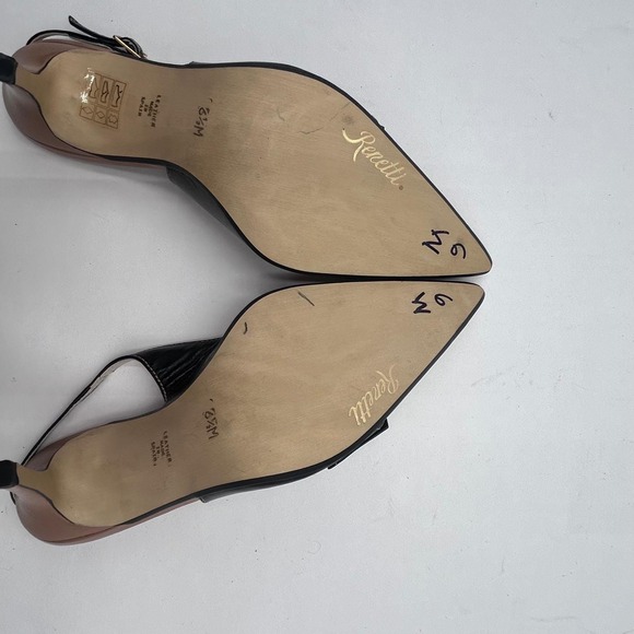 Renetti Tan Black Leather Slingback Pointed Toe Heels Women's Size 6.5 M Spain - Picture 7 of 13